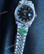 CBD Factory Rolex Datejust Black Face Diamond Markers 41mm Dandong 3235 Movement SS Jubilee Band Watch